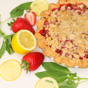 Strawberry Lemon Basil Crumble Pie